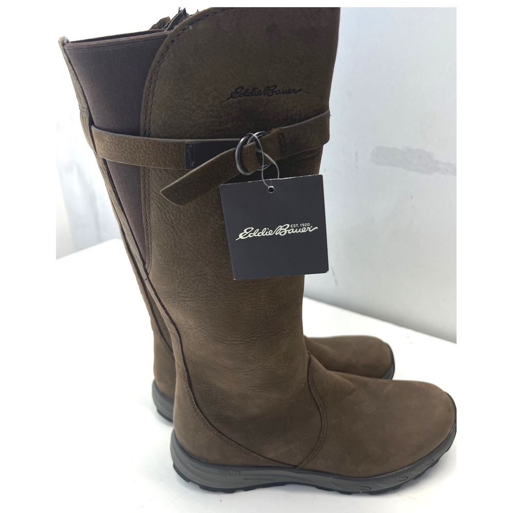 Eddie Bauer New Outdoor Riding High Tall Boots Womens 7.5 Brown Leather Preppy
